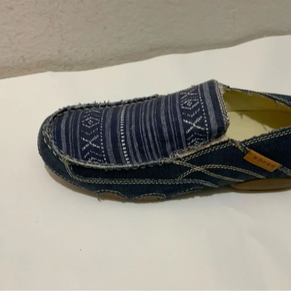NEW Roper Women's Slip On Loafers Denim Print Raw 10 Casual Shoes